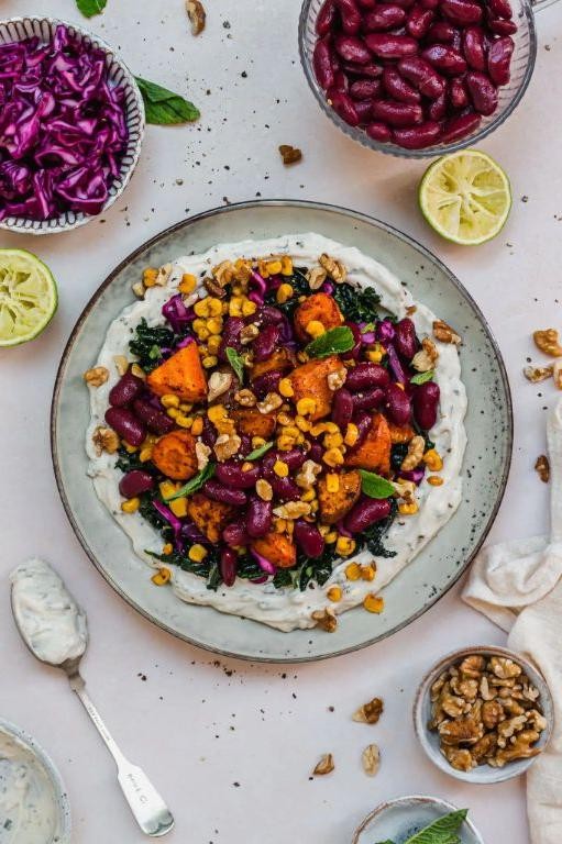 Red Bean and Roasted Sweet Potato Salad