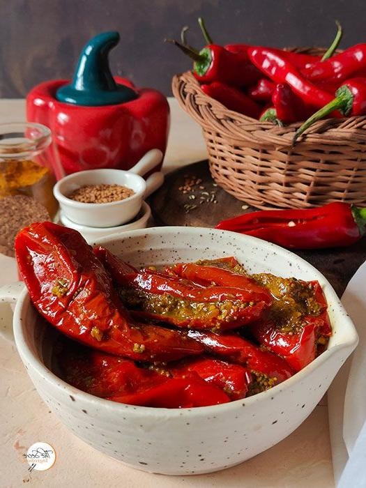 Red Bell Pepper Achaar with Fennel