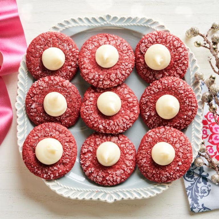 Red Velvet Thumbprint Cookies