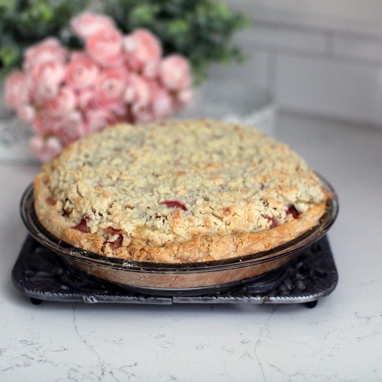 Rhubarb Sour Cream Pie with Walnut Crust