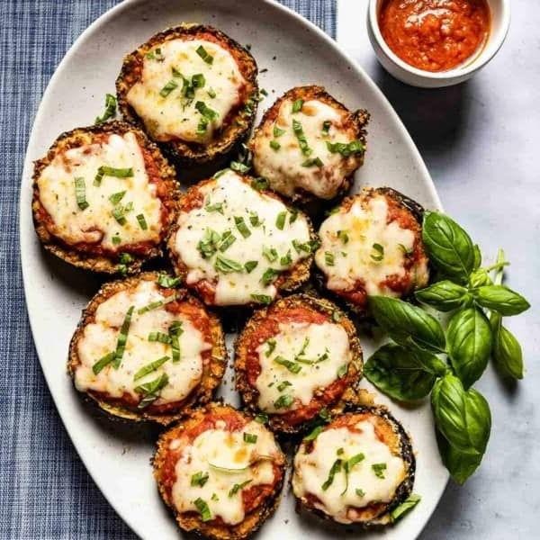 Roasted Air Fryer Eggplant with Tomato Basil Relish