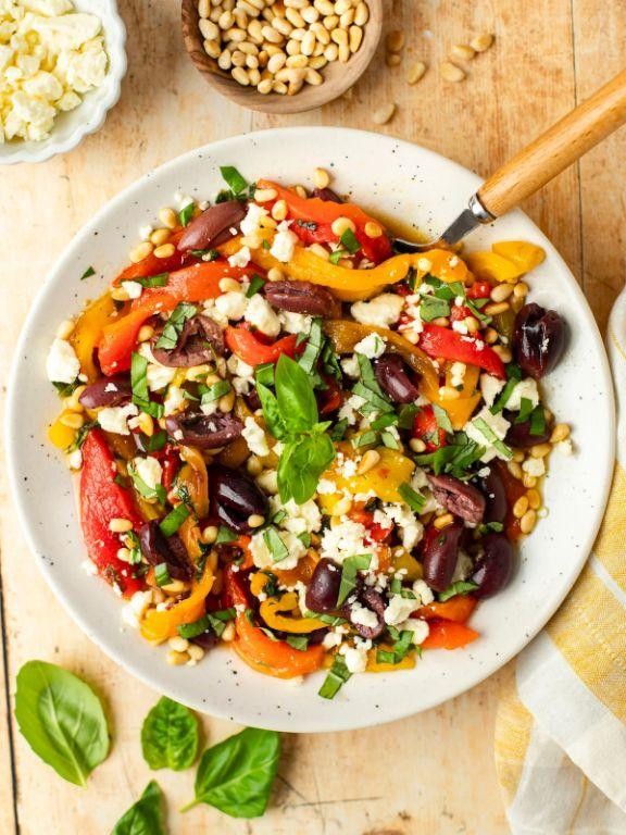 Roasted Bell Pepper and Feta Salad