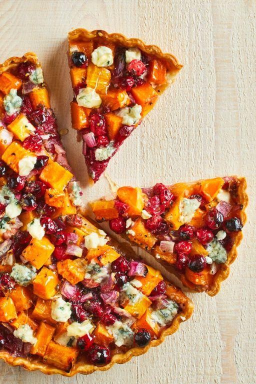 Roasted Butternut Squash and Cranberry Tart