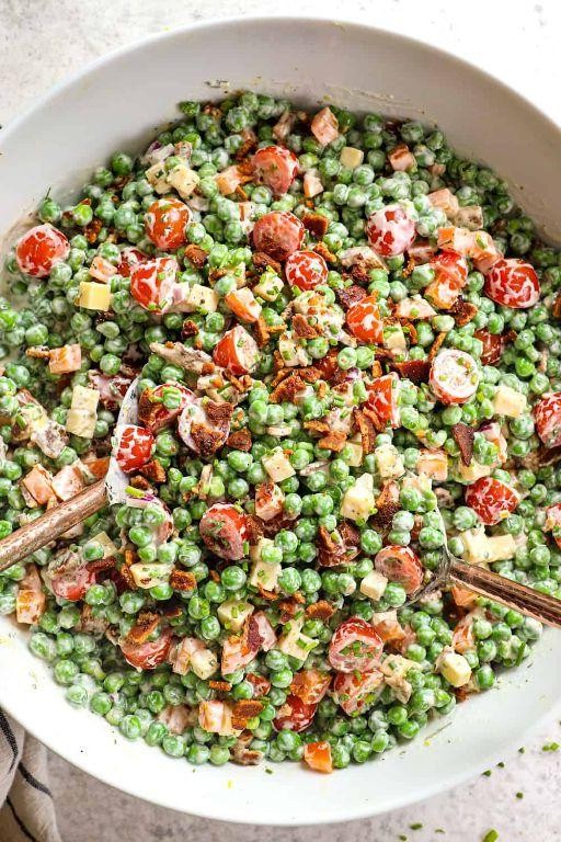 Roasted Garlic Pea Salad with Parmesan