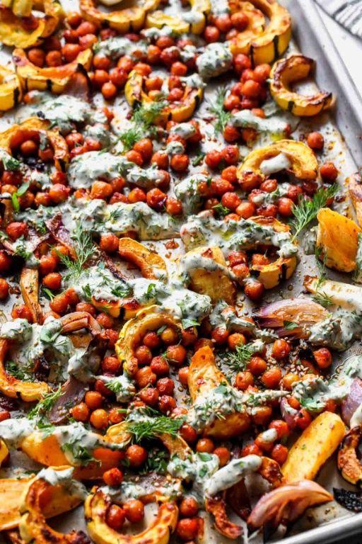 Roasted Sheet Pan Mediterranean Vegetables with Chickpeas