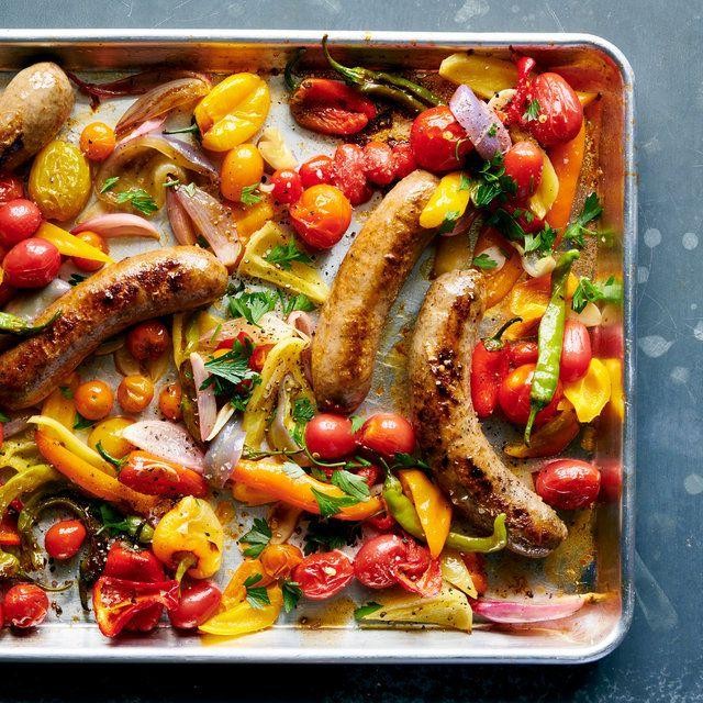Roasted Sheet Pan Sausage and Peppers