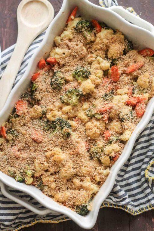 Roasted Vegetables with Toasted Bread Crumb Topping