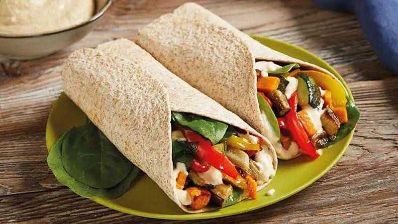 Roasted Veggie and Hummus Wraps