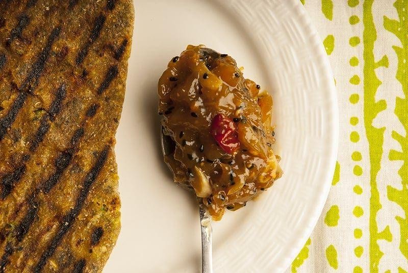 Roasted garlic and mango chutney