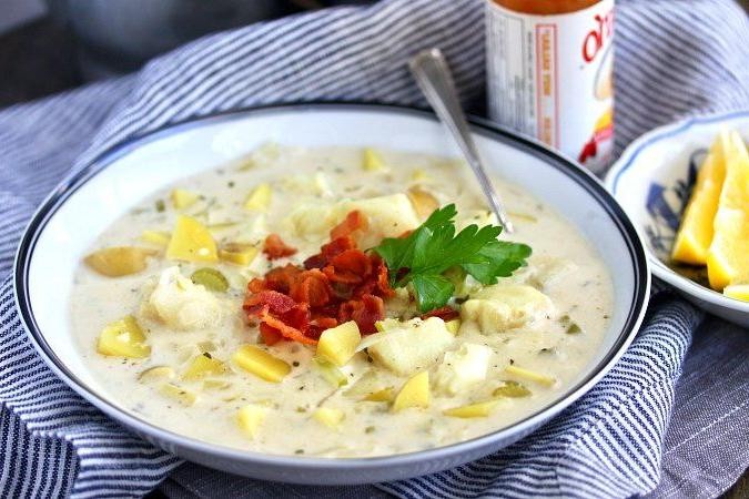 Rock Cod Chowder with Corn and Bacon