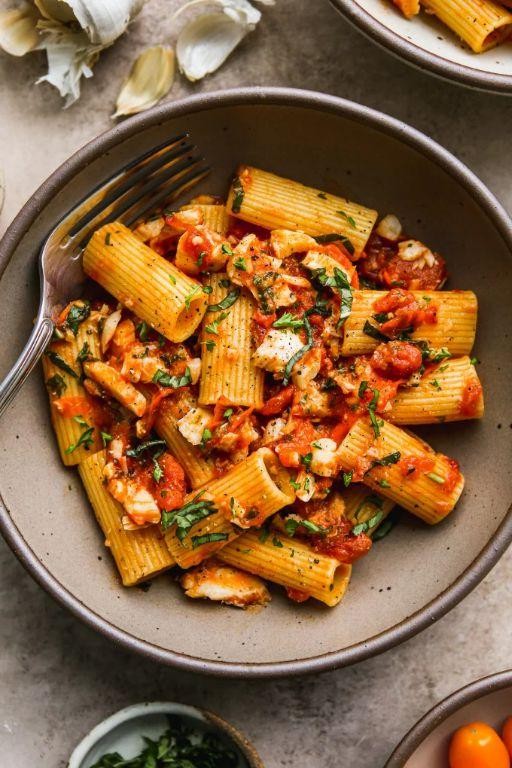 Rock Cod Pasta with Cherry Tomatoes