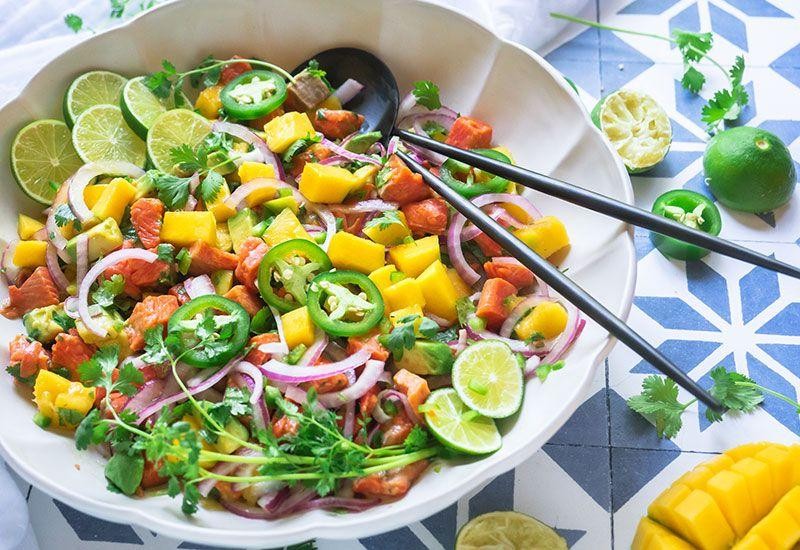 Salmon Ceviche with Mango and Red Onion