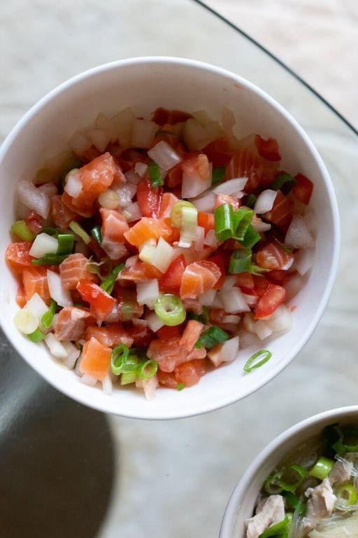 Salmon Lomi Lomi with Tomatoes and Green Onions