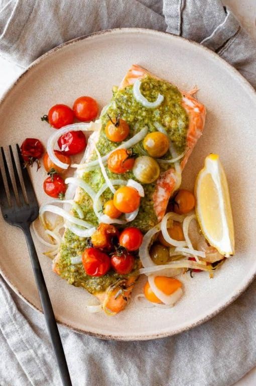 Salmon and Pesto Stuffed Tomatoes