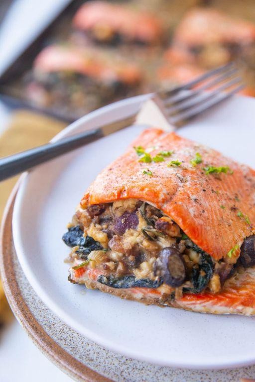 Salmon and Spinach Stuffed Mushrooms