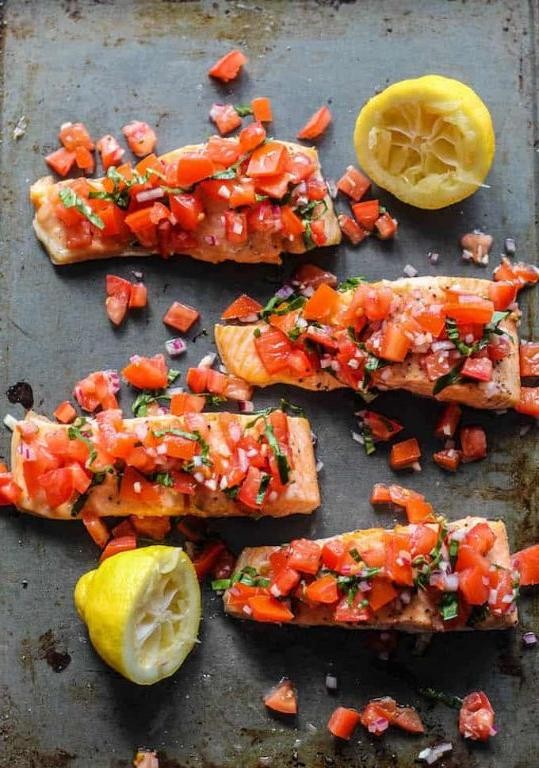 Salmon with Tomato Basil Relish