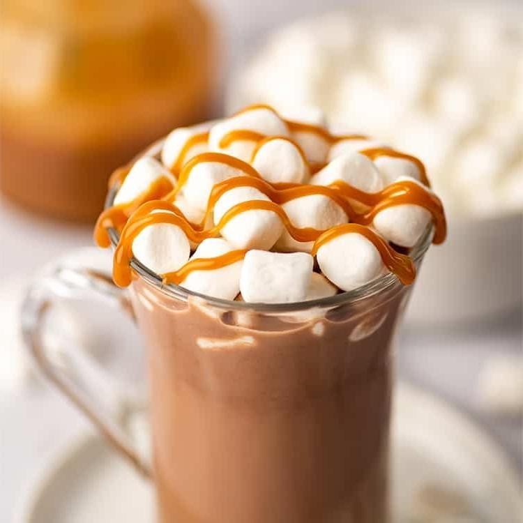 Salted Caramel Hot Chocolate with Hazelnut Syrup