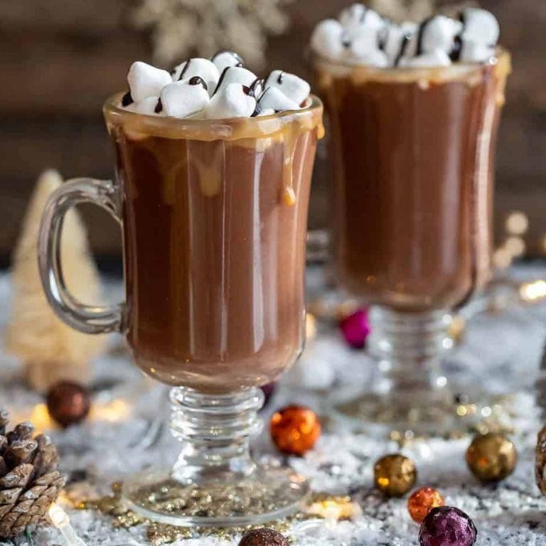Salted Caramel Hot Chocolate with Peppermint