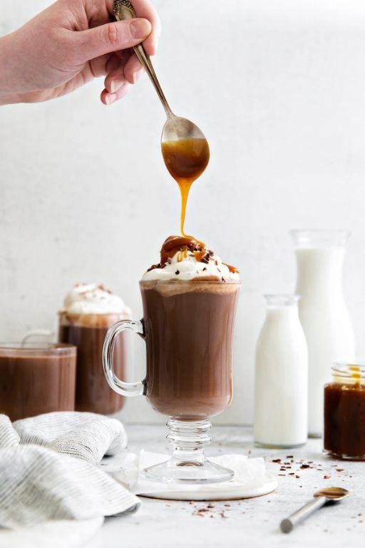 Salted Caramel Hot Chocolate with Vanilla Bean