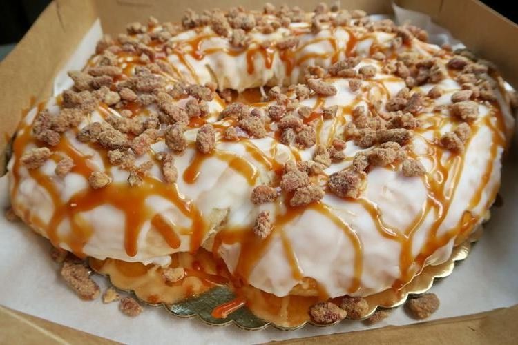 Salted Caramel King Cake with Pecan Streusel