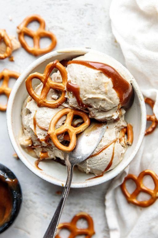 Salted Caramel Pretzel Fried Ice Cream