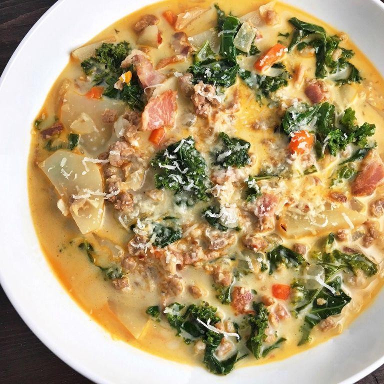 Sausage and Kale Soup with Coconut Milk
