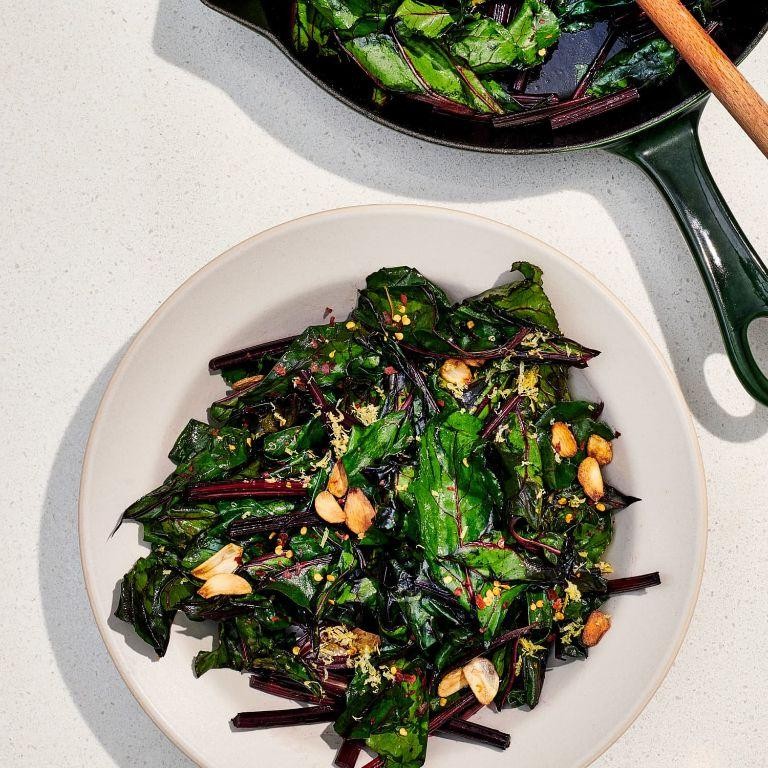 Sauteed Beet Greens with Garlic and Lemon
