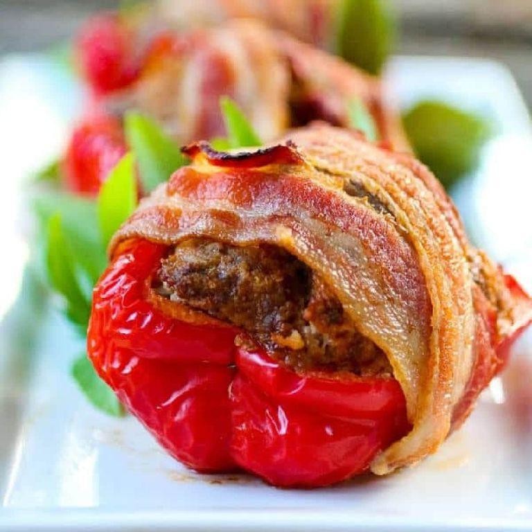 Savory Bread Crumb and Bacon-Stuffed Peppers