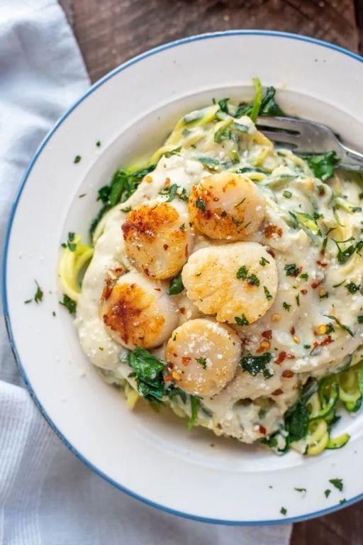 Scallop and Spinach Alfredo