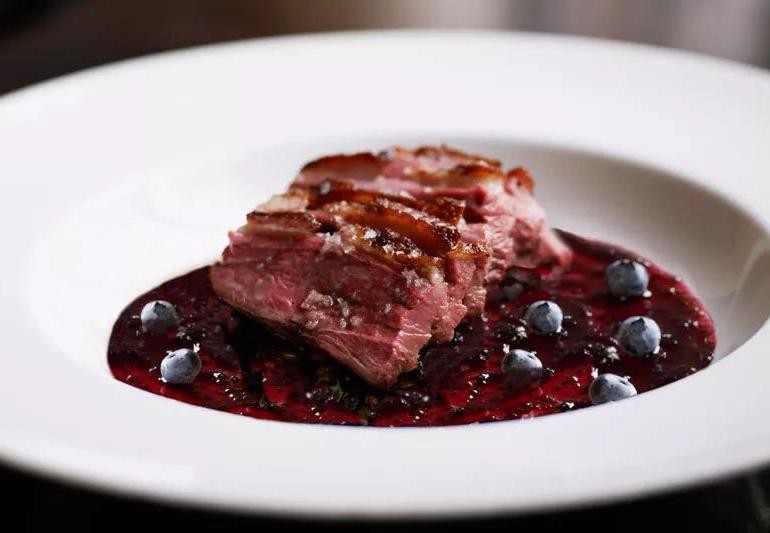 Seared Goose Breast with Blueberry Balsamic Sauce