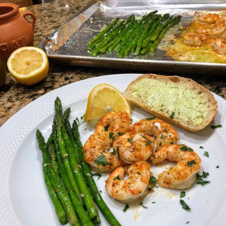 Sheet Pan Garlic Butter Shrimp and Asparagus