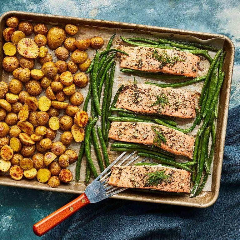 Sheet Pan Lemon Garlic Salmon with Vegetables
