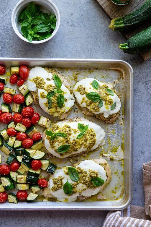 Sheet Pan Pesto Chicken and Zucchini