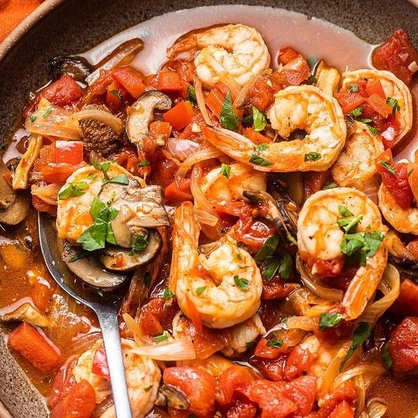Shrimp Cacciatore with Bell Peppers