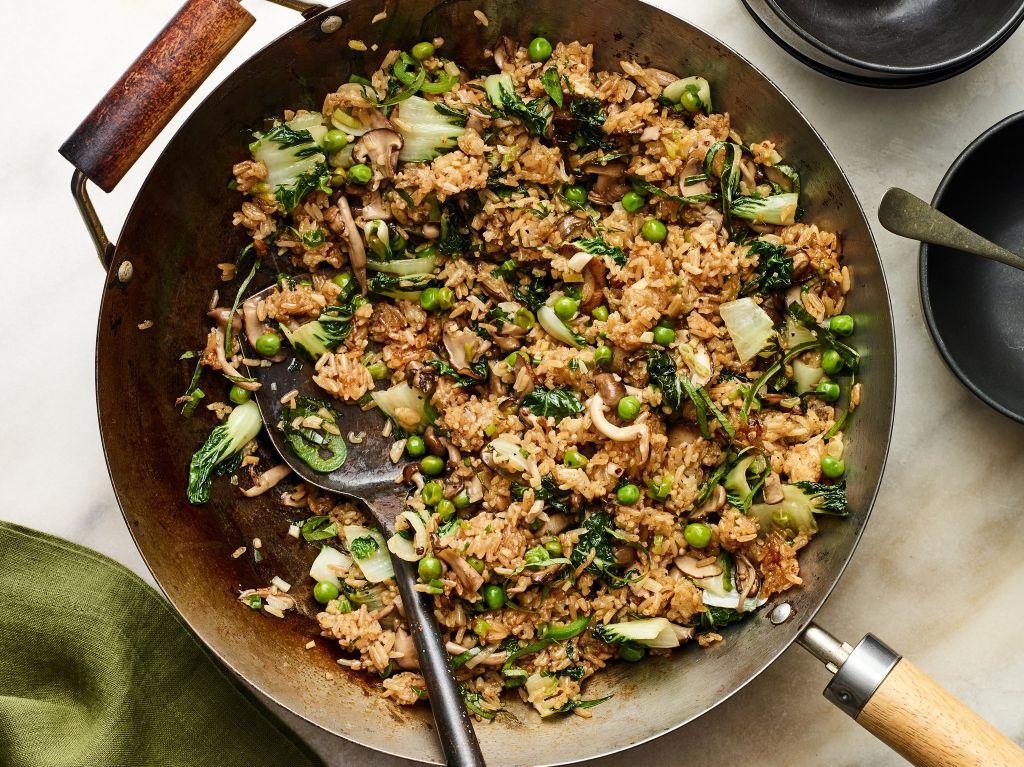Shrimp Fried Rice with Bok Choy and Mushrooms