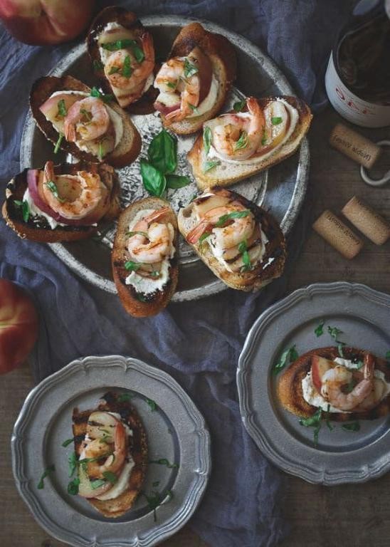 Shrimp and Burrata Crostini