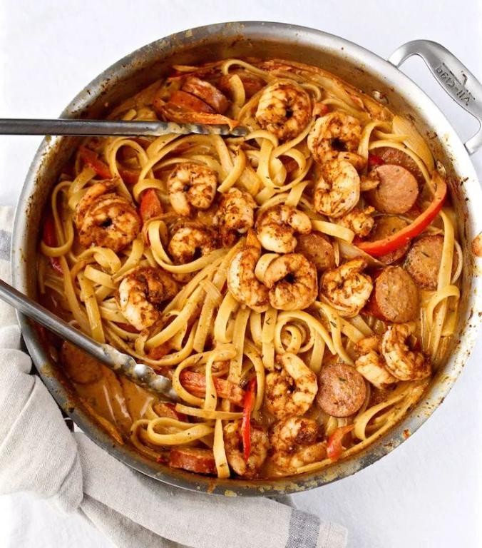 Shrimp and Sausage Carbonara