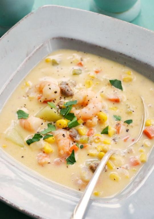Shrimp and Sausage Corn Chowder