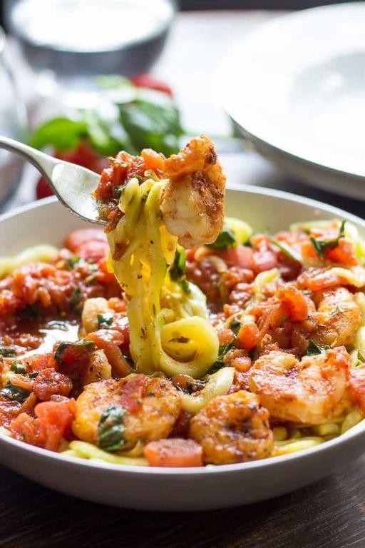 Shrimp and Zucchini Noodles with Marinara