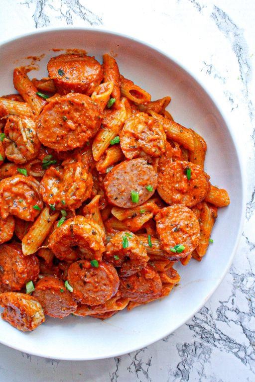 Shrimp and sausage vodka sauce pasta