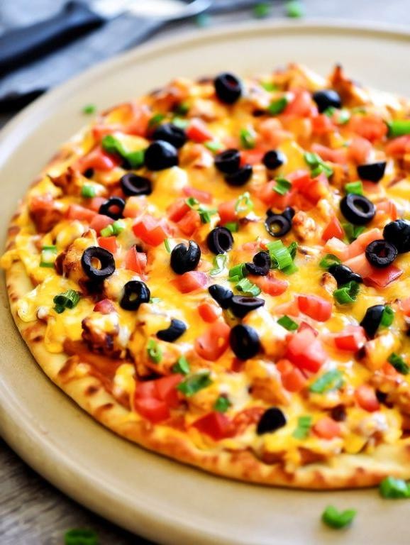 Simple Mexican Shredded Chicken Taco Pizza