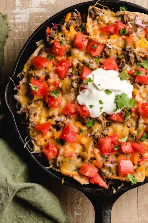 Skillet Nachos with Spicy Beef