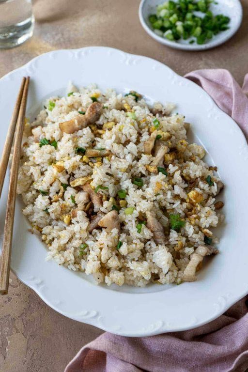 Skinless Pork Belly Fried Rice with Scallions