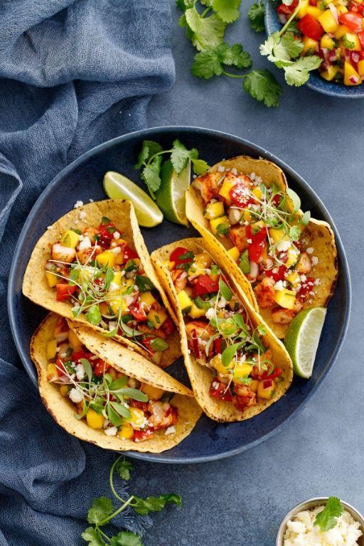 Skinny Shrimp Tacos with Mango Salsa