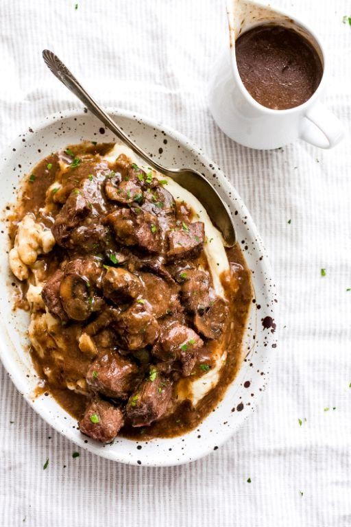 Slow Cooker Beef Tips with Mushroom Gravy