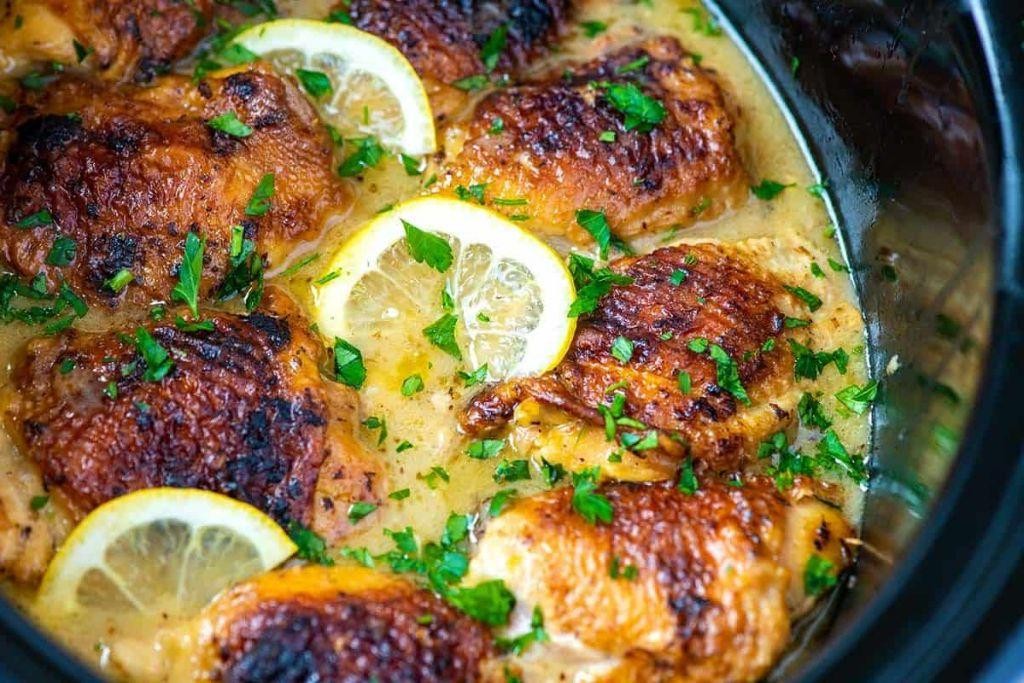 Slow Cooker Lemon Herb Chicken Thighs