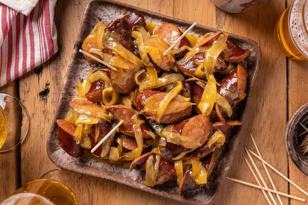 Slow Cooker Polish Sausage with Beer and Mustard