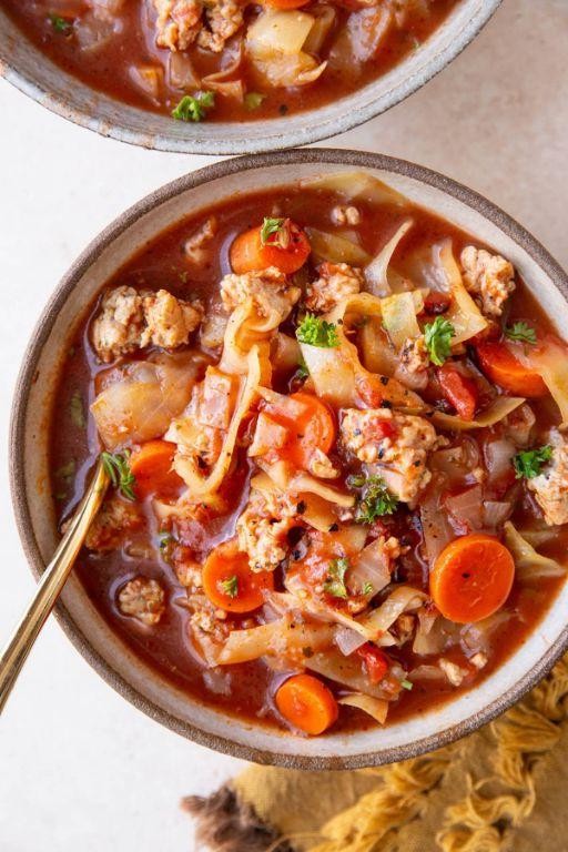 Slow Cooker Sausage and Cabbage Soup