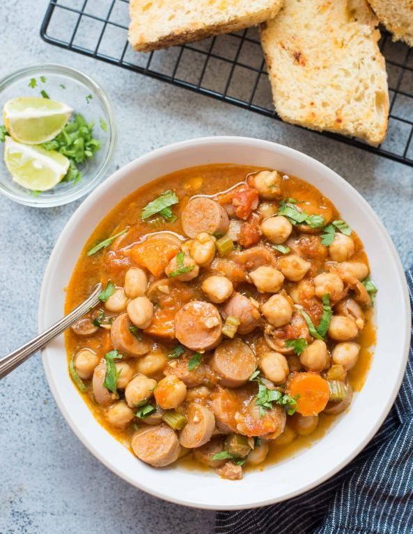 Slow Cooker Sausage and Chickpea Curry