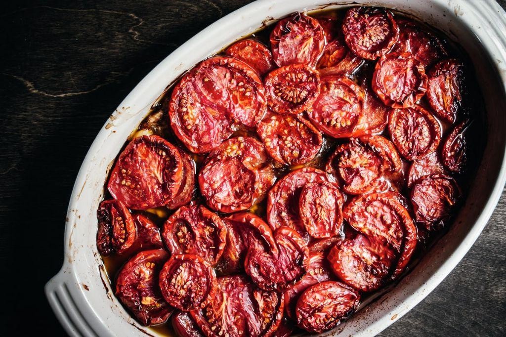 Slow-Roasted Roma Tomatoes with Olive Oil and Herbs